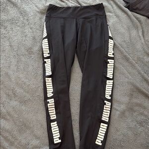 PUMA Black Leggings with White Logo